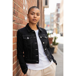 Levi's Type 1 Iconic Black Jean Jacket with White Stitching Size XS